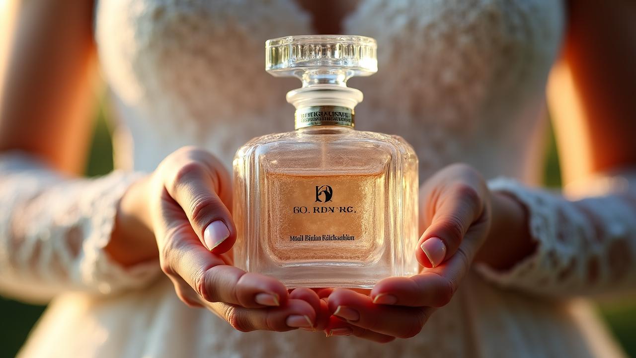 Bride getting her signature perfume applied